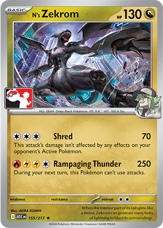 N’s Zekrom (Basic Pokémon) (PPS9-ASC-155/217) (Rare) (Play! Pokémon Stamp)