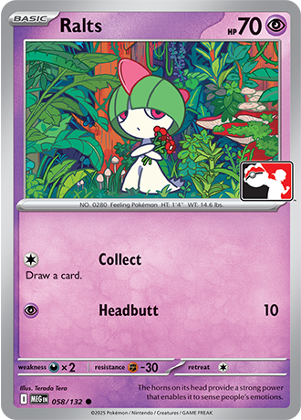 Ralts (Basic Pokémon) (PPS9-MEG-058/132) (Common) (Play! Pokémon Stamp)