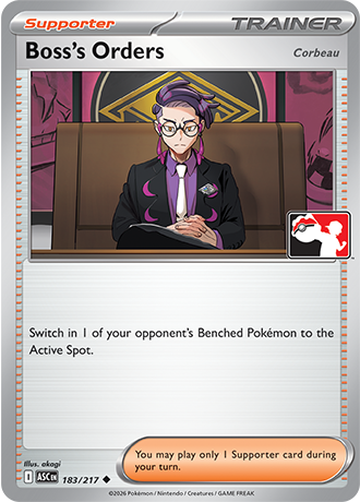 Boss’s Orders (Supporter) (PPS9-ASC-183/217) (Uncommon) (Play! Pokémon Stamp)