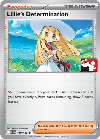 Lillie’s Determination (Supporter) (PPS9-MEG-119/132) (Uncommon) (Play! Pokémon Stamp)