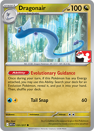 Dragonair (Stage 1 Pokémon) (PPS9-ASC-151/217) (Uncommon) (Play! Pokémon Stamp)
