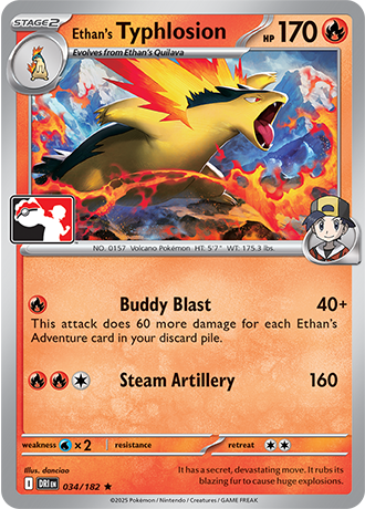 Ethan’s Typhlosion (Stage 2 Pokémon) (PPS9-DRI-034/182) (Rare) (Play! Pokémon Stamp)