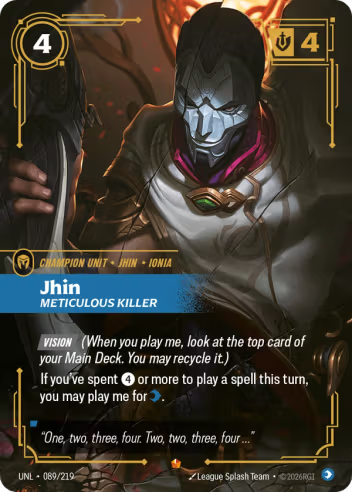 Jhin, Meticulous Killer (Unit) (UNL-089/219) (E)