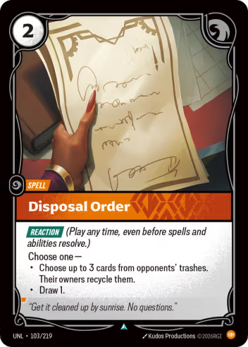 Disposal Order (Spell) (UNL-103/219) (U)