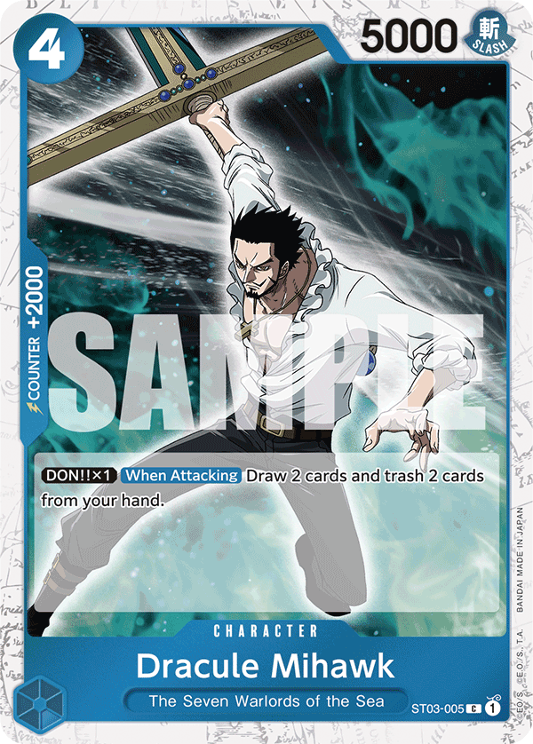 Dracule Mihawk (Character) (ST03-005) (PRB01 Reprint) (C) (Jolly Roger Stamp)