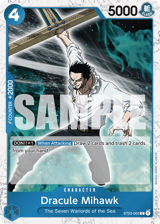Dracule Mihawk (Character) (ST03-005) (PRB01 Reprint) (C) (Jolly Roger Stamp)