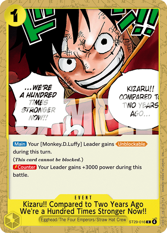 Kizaru!! Compared to Two Years Ago We're a Hundred Times Stronger Now!! (Event) (ST29-016) (C)