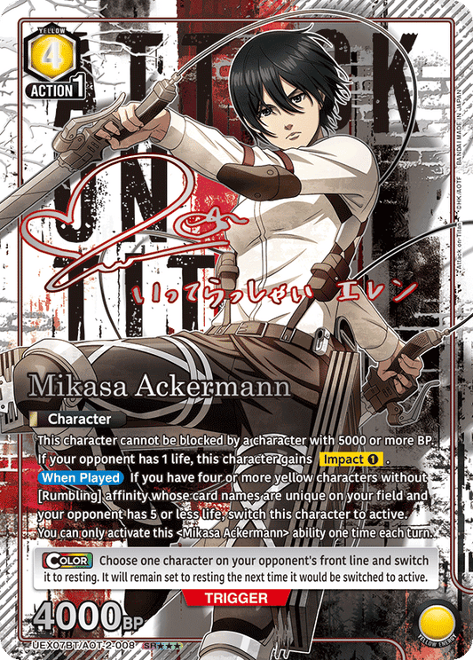 Mikasa Ackermann (Character) (UEX07BT/AOT-2-008) (SR***) (Alternate Art)