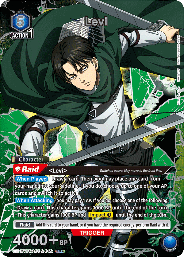 Levi (Character) (UEX07BT/AOT-2-042) (SR*) (Alternate Art - Box Topper Silver Foil)