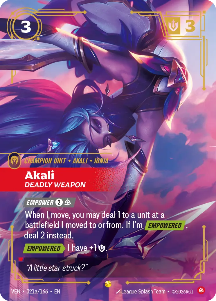 Akali, Deadly Weapon (Unit) (VEN-021a/166) (E) (Alternate Art)