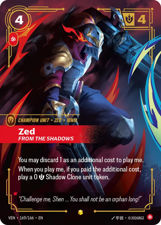 Zed, From the Shadows (Unit) (VEN-169/166) (E) (Overnumbered)