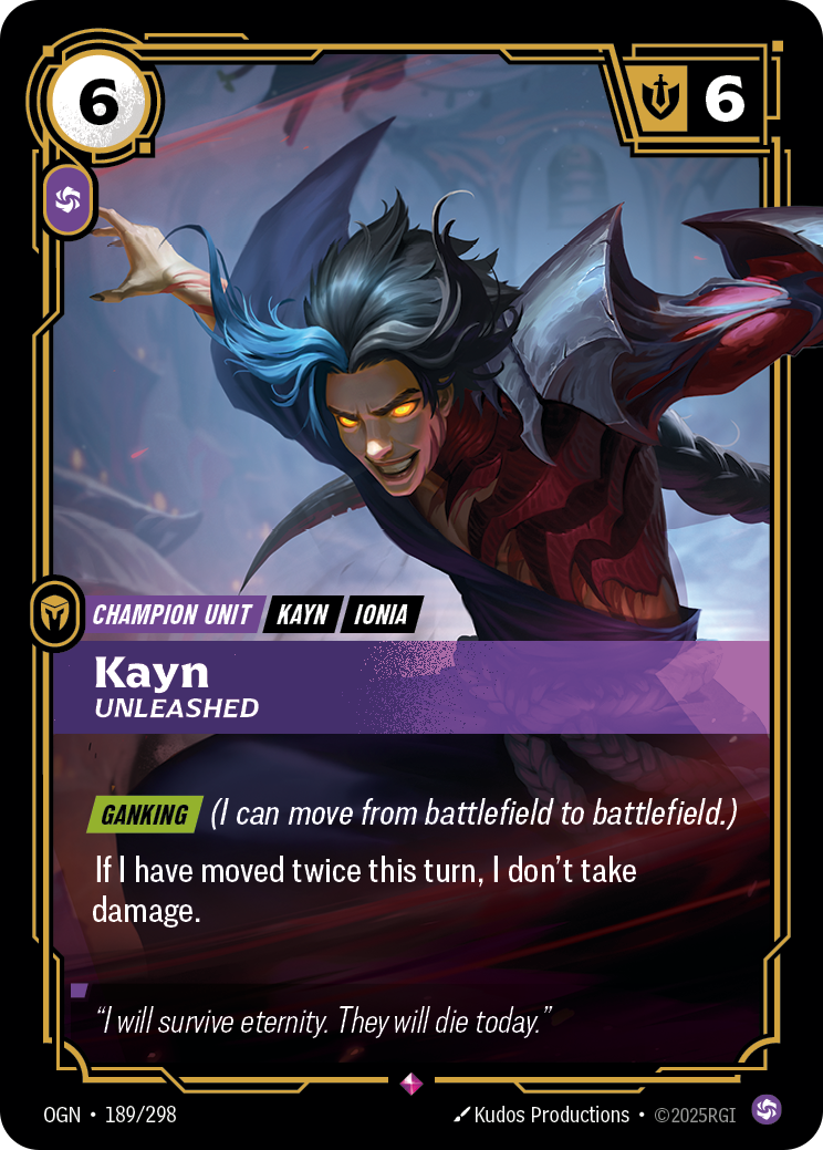 Kayn, Unleashed (Champion Unit) (OGN-189/298) (Rare)