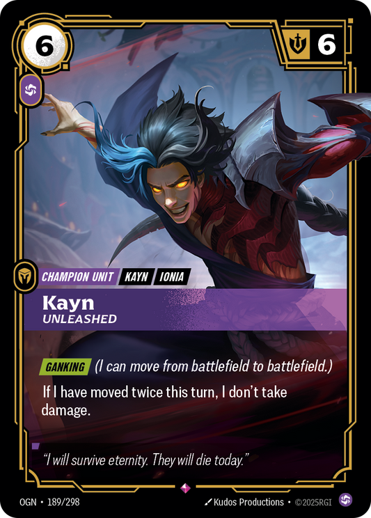 Kayn, Unleashed (Champion Unit) (OGN-189/298) (Rare)