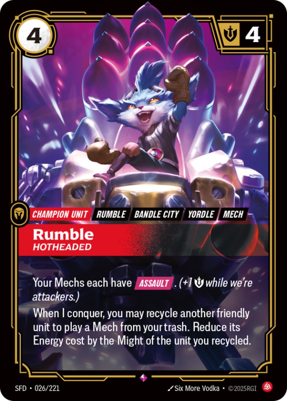 Rumble, Hotheaded (Champion Unit) (SFD-026/221) (Rare)