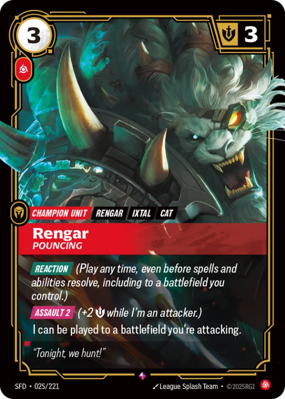 Rengar, Pouncing (Champion Unit) (SFD-025/221) (Rare)