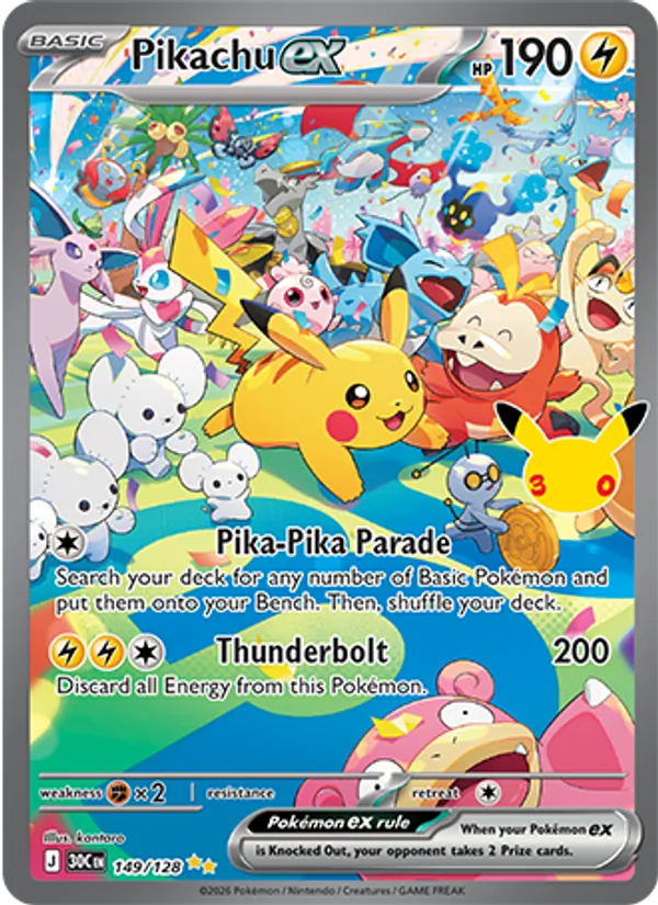 Pikachu ex (Basic Pokémon) (30C-149/128) (Special Illustration Rare)