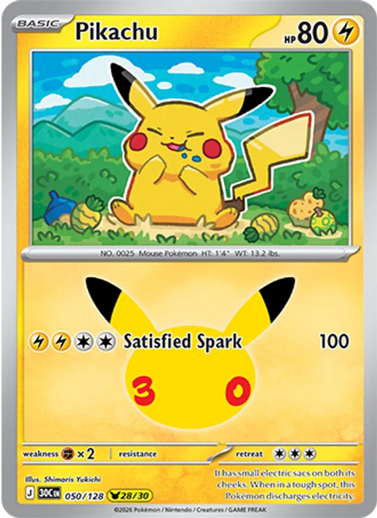 Pikachu (Basic Pokémon) (30C-050/128) (Pikachu Rare)