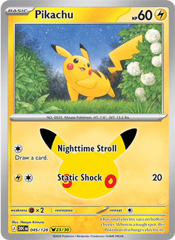Pikachu (Basic Pokémon) (30C-045/128) (Pikachu Rare)