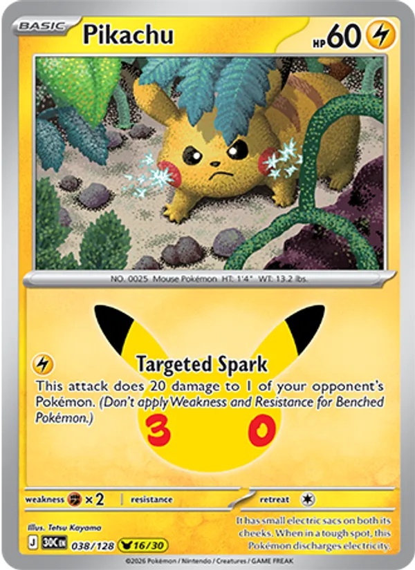 Pikachu (Basic Pokémon) (30C-038/128) (Pikachu Rare)