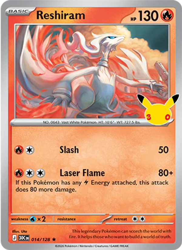 Reshiram (Basic Pokémon) (30C-014/128) (Rare)