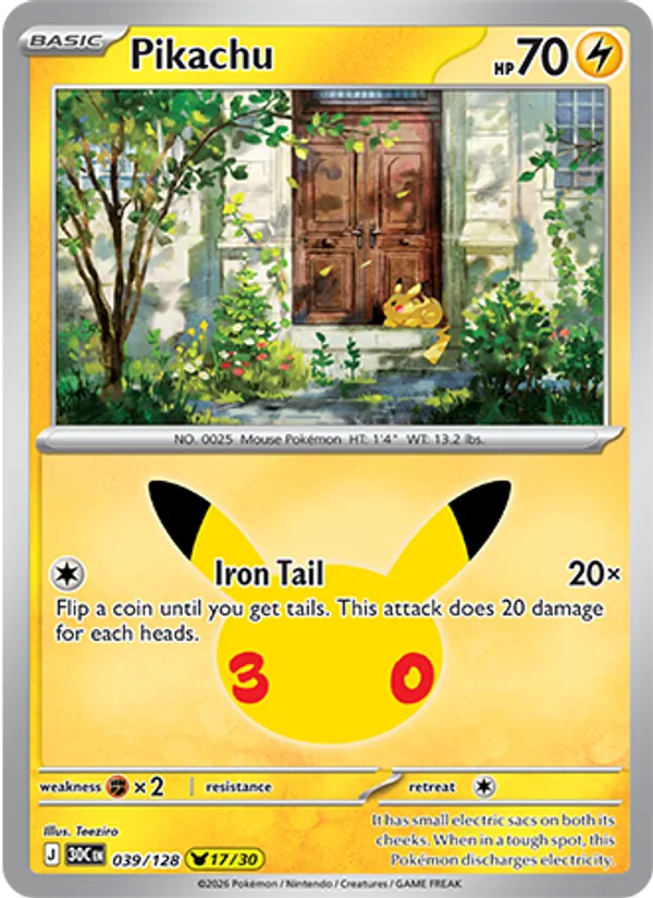 Pikachu (Basic Pokémon) (30C-039/128) (Pikachu Rare)