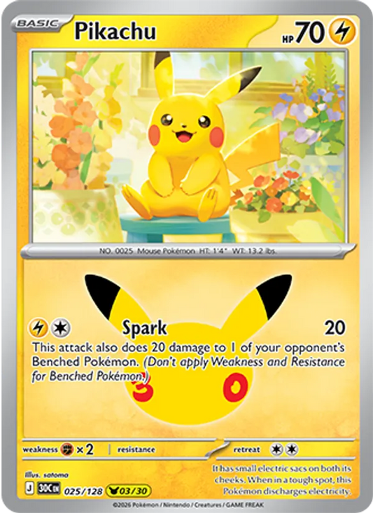 Pikachu (Basic Pokémon) (30C-025/128) (Pikachu Rare)