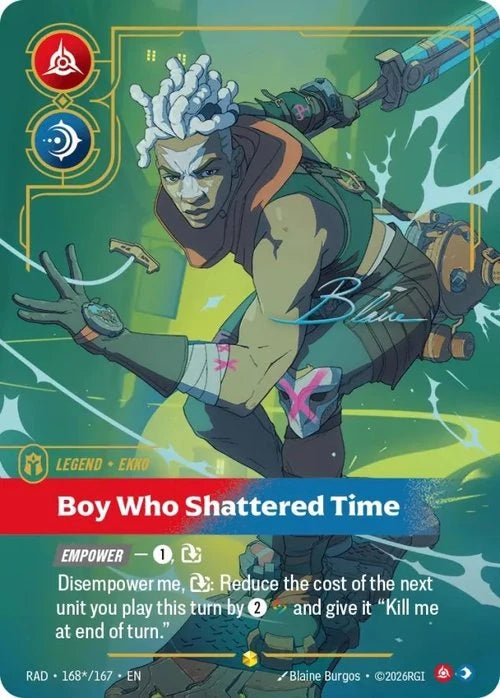 Boy Who Shattered Time (Legend) (RAD-168*/167) (Showcase) (Alternate Art - Signature)
