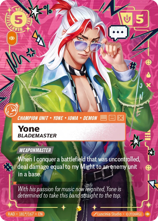 Yone, Blademaster (Unit) (RAD-181*/167) (Showcase) (Alternate Art - Signature)