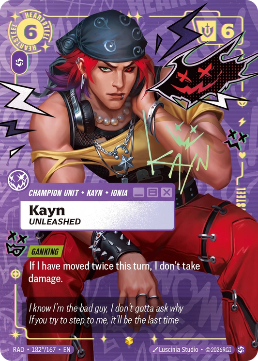 Kayn, Unleashed (Unit) (RAD-182*/167) (Showcase) (Alternate Art - Signature)