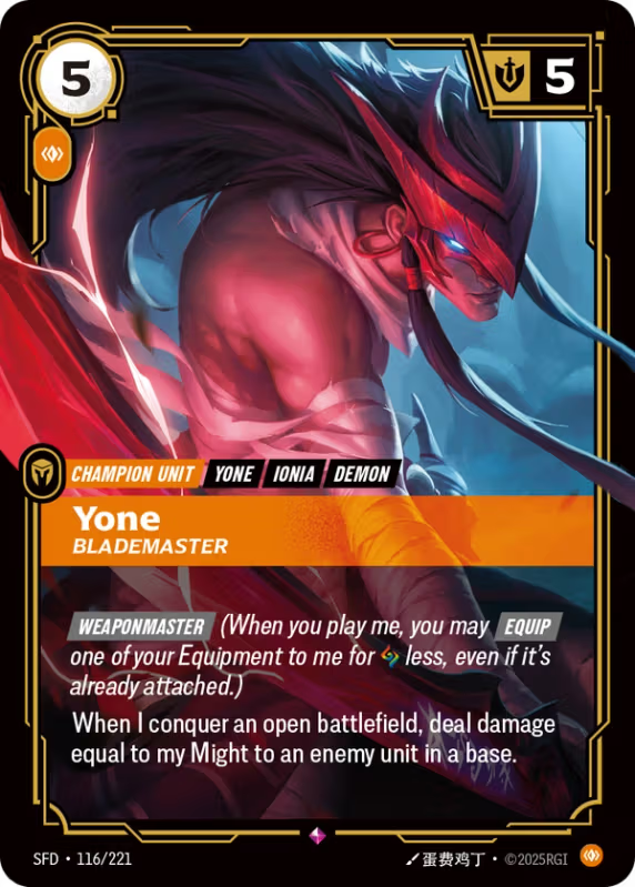 Yone, Blademaster (Champion Unit) (SFD-116/221) (Rare)