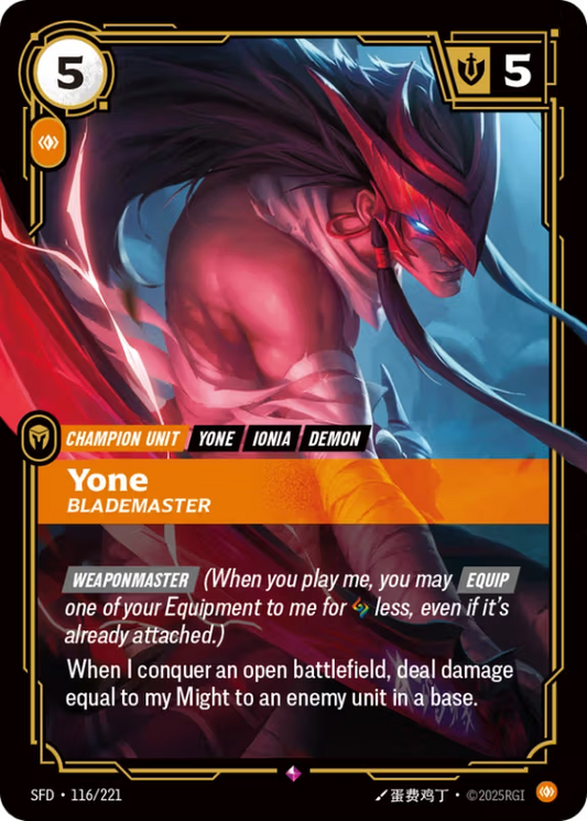 Yone, Blademaster (Champion Unit) (SFD-116/221) (Rare)
