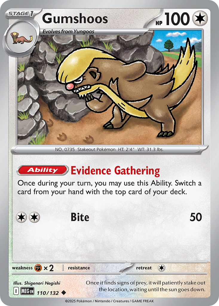 Gumshoos (Stage 1 Pokémon) (MEG-110/132) (Uncommon)
