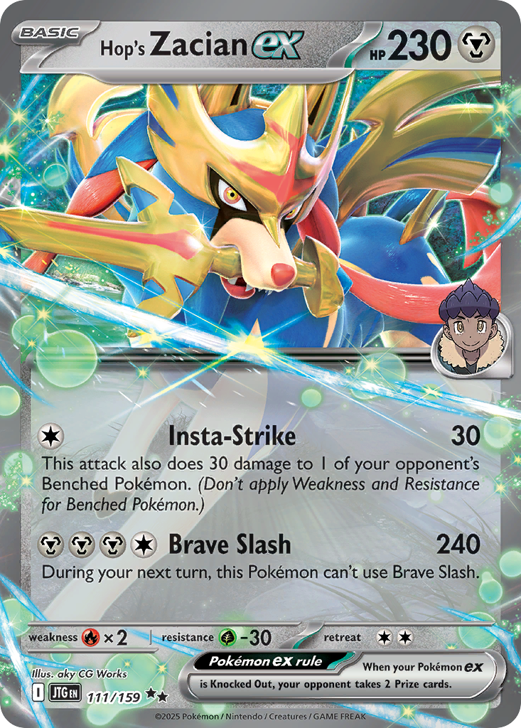 Hop's Zacian ex (Basic Pokémon ex) (JTG-111/159) (Double Rare)