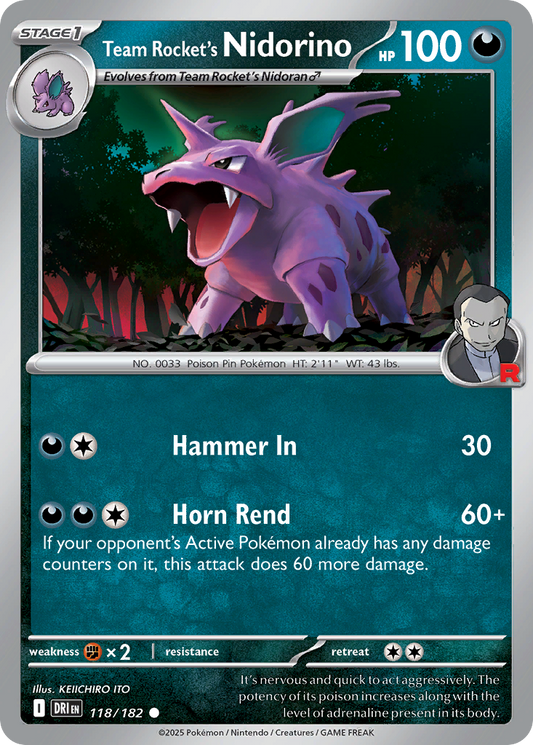 Team Rocket's Nidorino (Stage 1 Pokémon) (DRI-118/182) (Common)