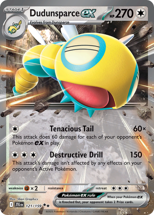 Dudunsparce ex (Stage 1 Pokémon ex) (JTG-121/159) (Double Rare)