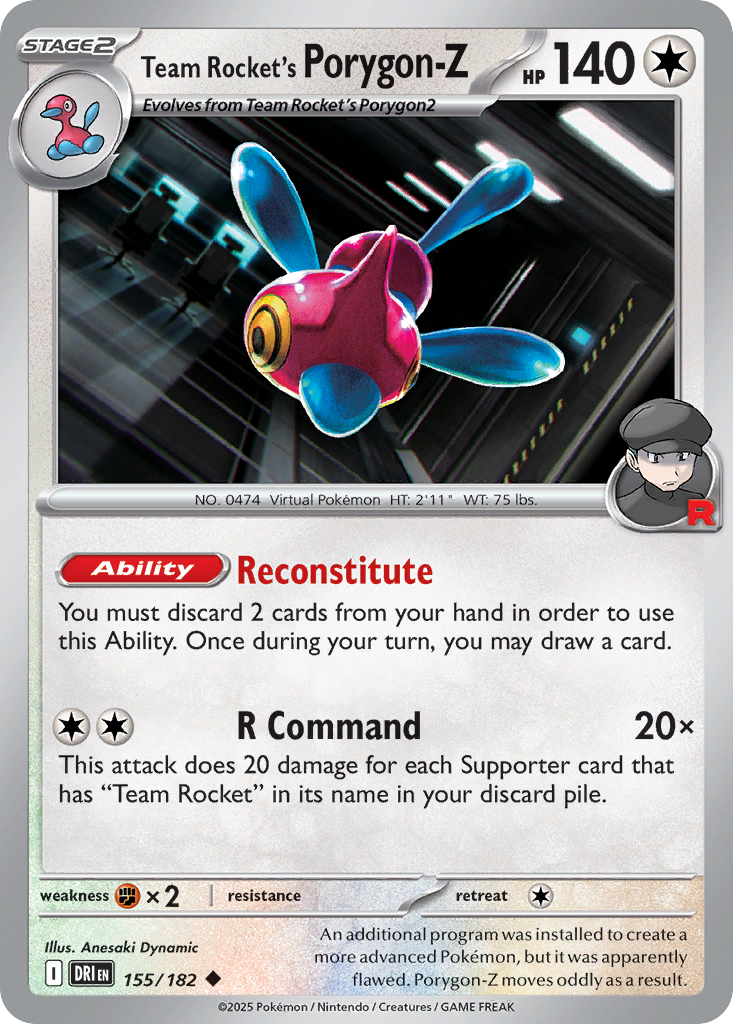 Team Rocket's Porygon-Z (Stage 2 Pokémon) (DRI-155/182) (Uncommon)