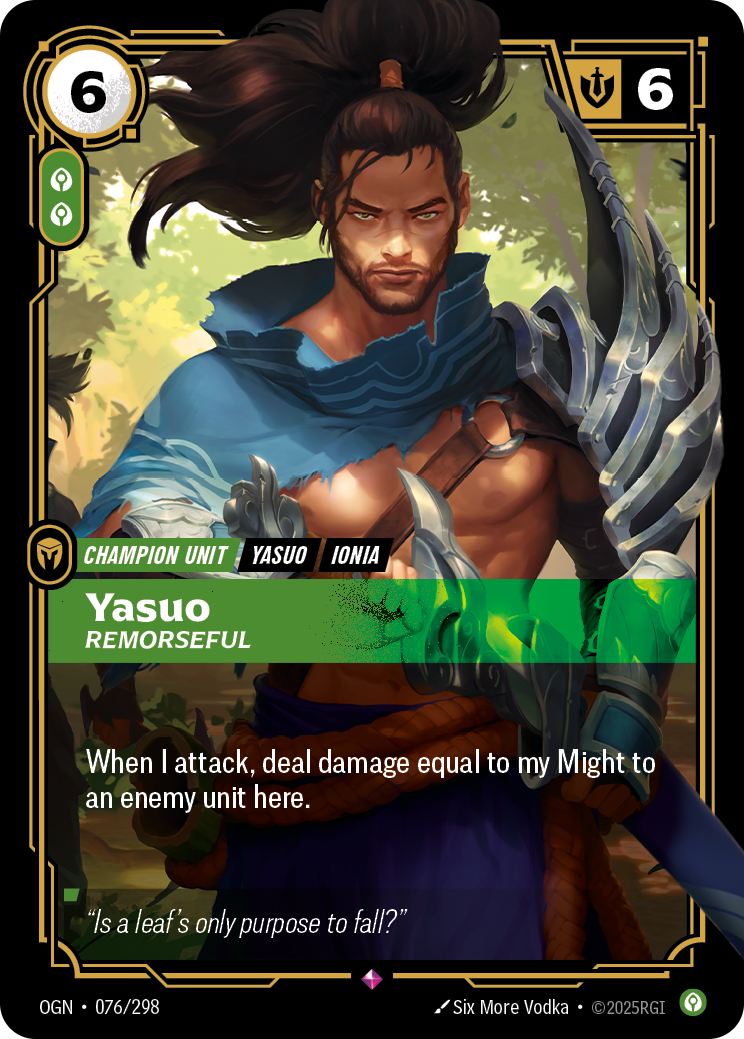 Yasuo, Remorseful (Champion Unit) (OGN-076/298) (Rare)