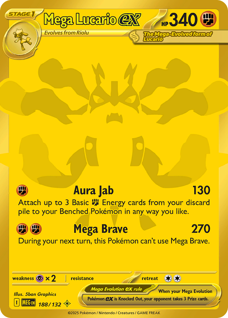 Mega Lucario ex (Mega Evolution Pokémon ex) (MEG-188/132) (Mega Hyper Rare)