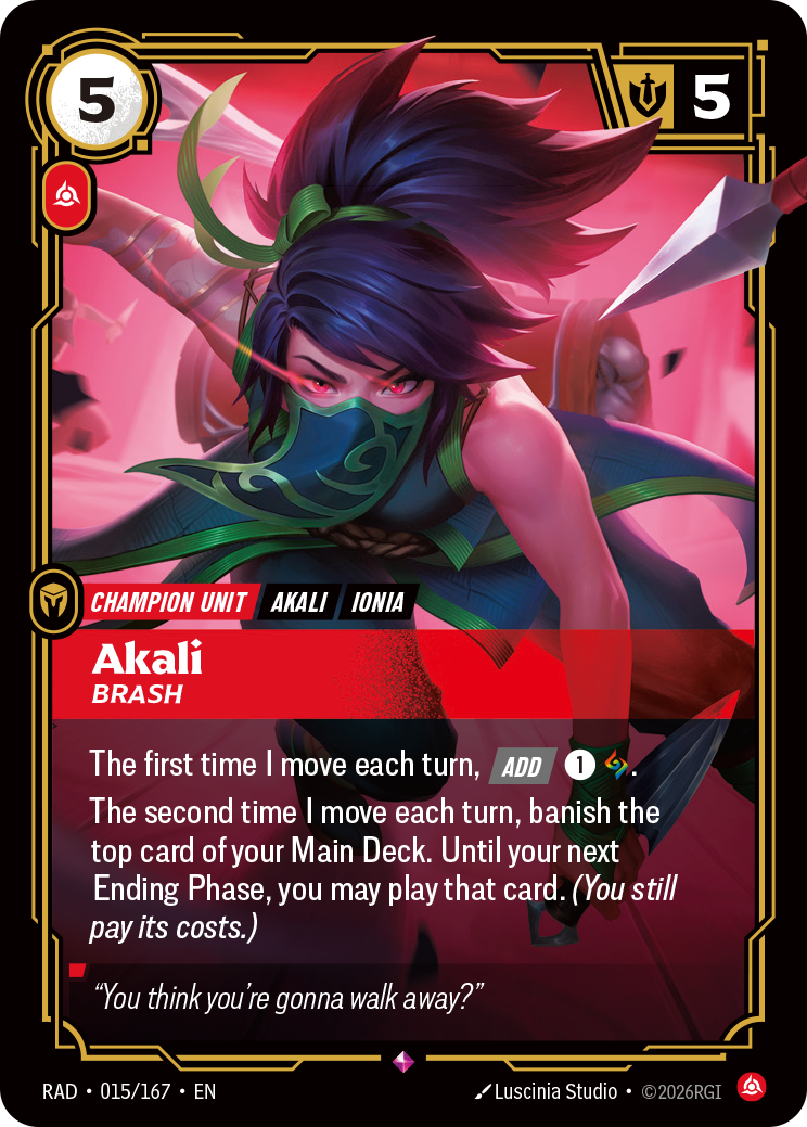 Akali, Brash (Unit) (RAD-015/167) (Rare)