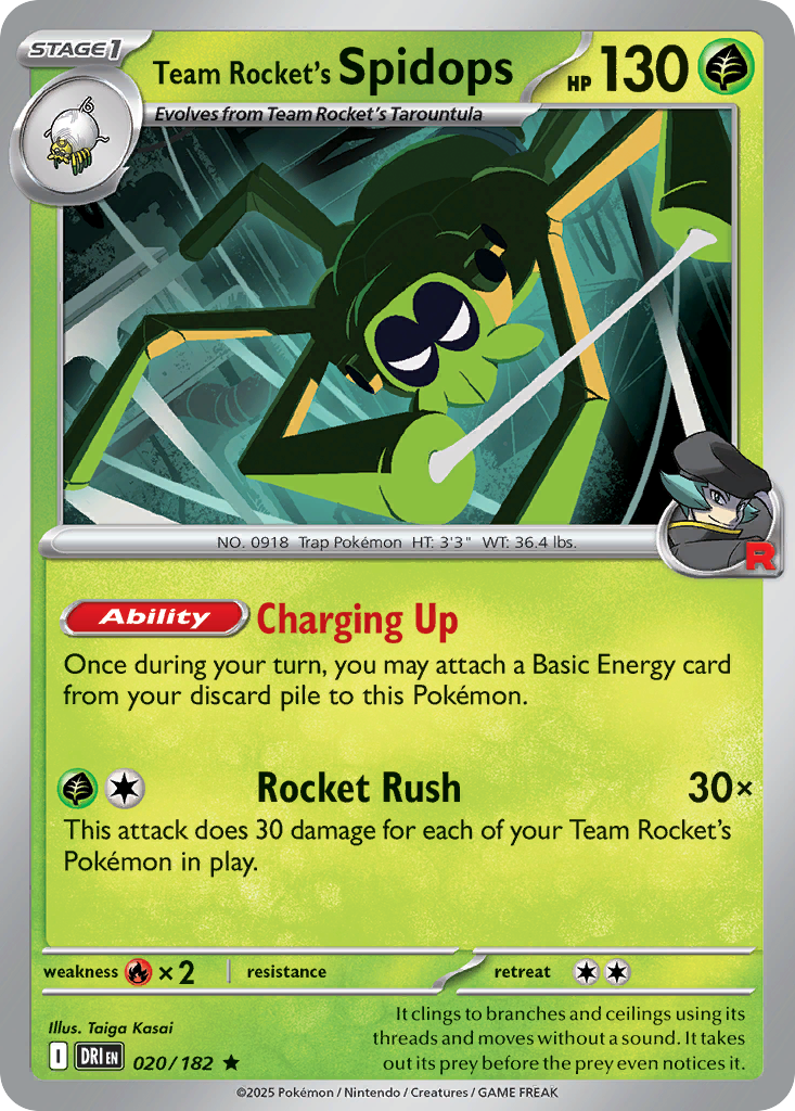 Team Rocket's Spidops (Stage 1 Pokémon) (DRI-020/182) (Rare)