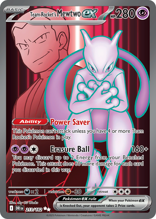 Team Rocket's Mewtwo ex (Basic Pokémon ex) (DRI-213/182) (Ultra Rare)