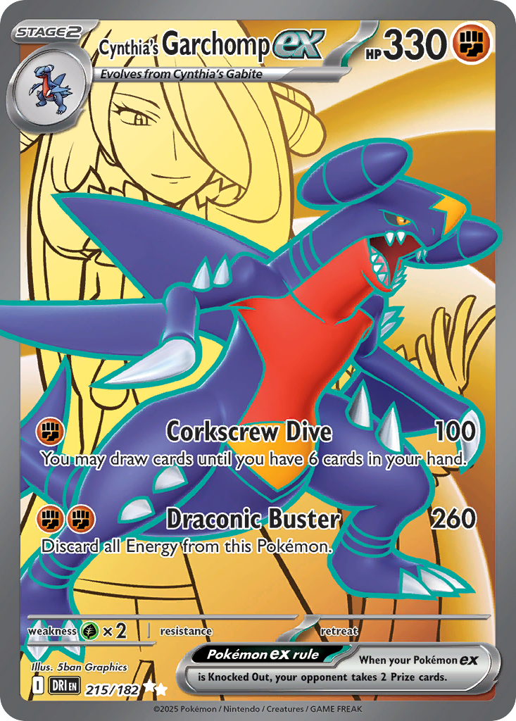 Cynthia's Garchomp ex (Stage 2 Pokémon ex) (DRI-215/182) (Ultra Rare)