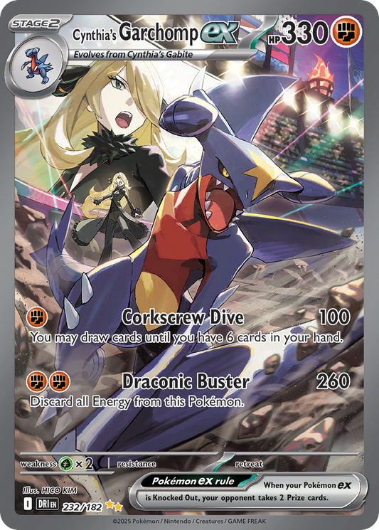 Cynthia's Garchomp ex (Stage 2 Pokémon ex) (DRI-232/182) (Special Illustration Rare)