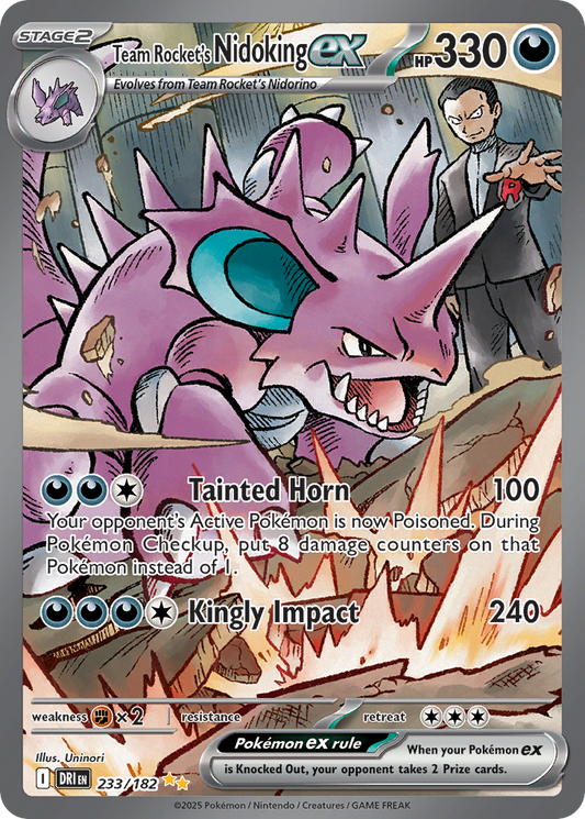 Team Rocket's Nidoking ex (Stage 2 Pokémon ex) (DRI-233/182) (Special Illustration Rare)