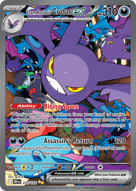 Team Rocket's Crobat ex (Stage 2 Pokémon ex) (DRI-234/182) (Special Illustration Rare)