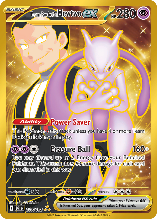 Team Rocket's Mewtwo ex (Basic Pokémon ex) (DRI-240/182) (Hyper Rare)