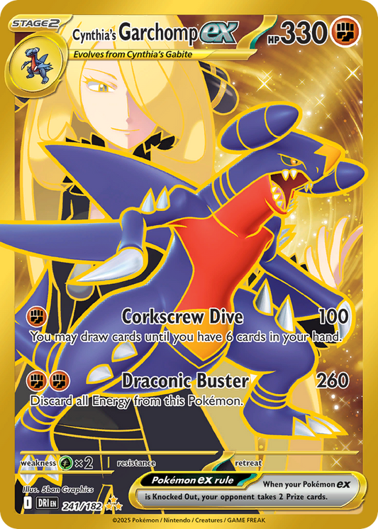 Cynthia's Garchomp ex (Stage 2 Pokémon ex) (DRI-241/182) (Hyper Rare)