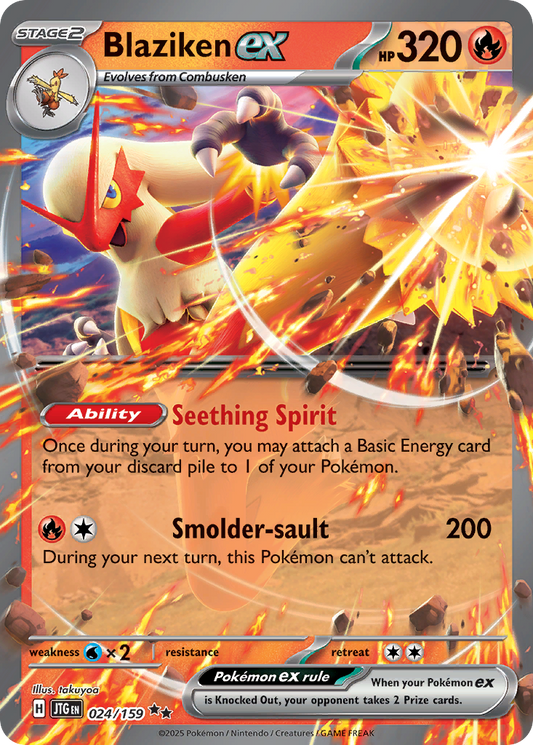 Blaziken ex (Stage 2 Pokémon ex) (JTG-024/159) (Double Rare)
