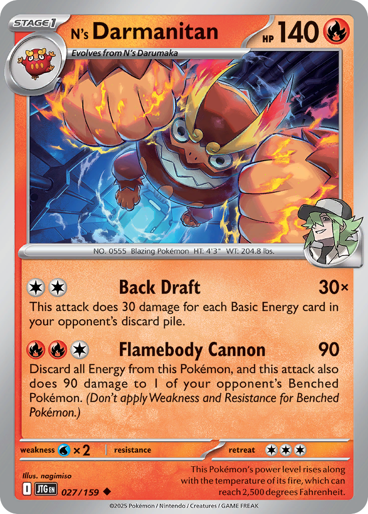 N's Darmanitan (Stage 1 Pokémon) (JTG-027/159) (Uncommon)