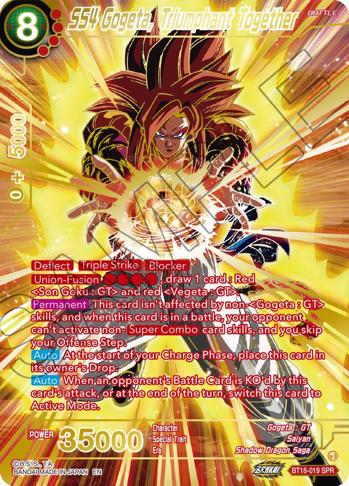SS4 Gogeta, Triumphant Together (BT18-019) (SPR)